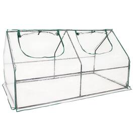 Sunnydaze - Iron PVC Cover Mini Cloche Greenhouse with Zipper - Clear