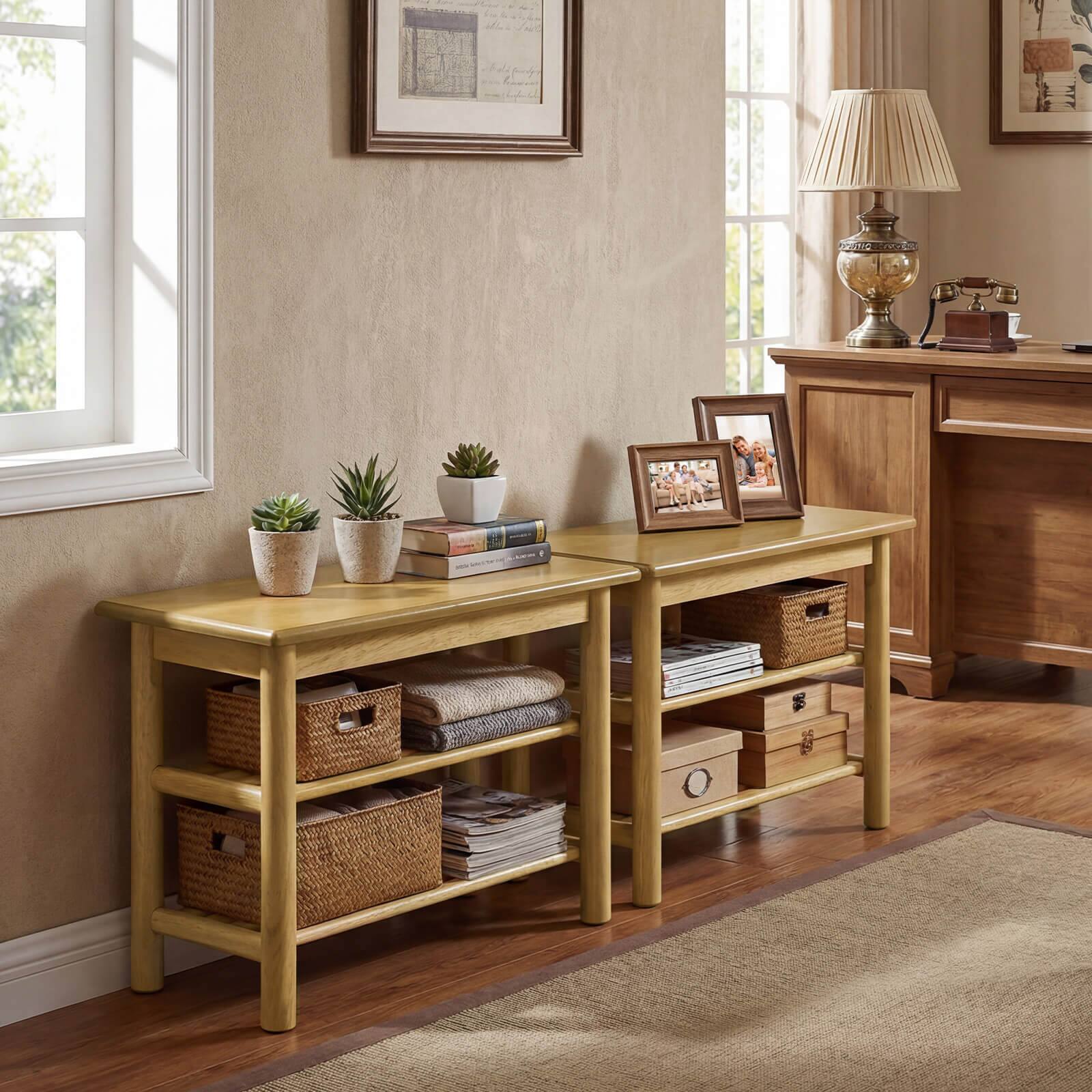 Alt View 1. Costway - Costway Shoe Rack Bench,3-Tier Rubberwood Freestanding Shoe Changing Bench with Slat Shelve - Natural.