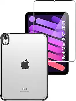 SaharaCase - iPad mini A17 Pro & 6th Generation 2021 Protection Bundle, Hybrid-Flex Case with Tempered Glass - Clear