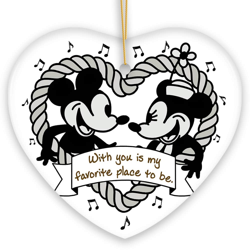 OrnamentallyYou - Cute Mouse Couple Love Quote Ornament Classic Steamboat Willie Christmas Gift and Decor - Multi-colored