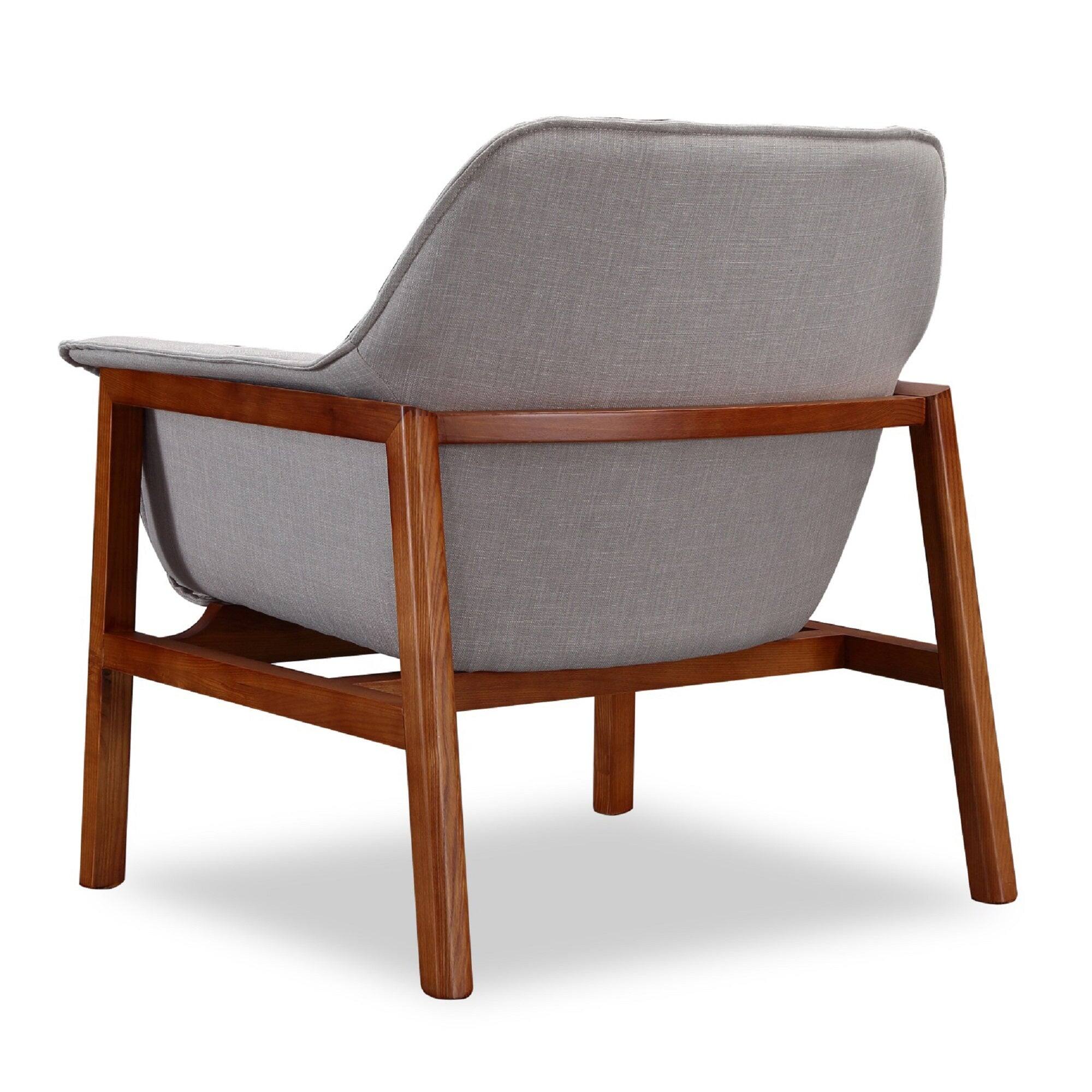 Alt View 3. Manhattan Comfort - Miller Mid-Century Modern Linen Weave Accent Armchair - Set of 2 - Gray.