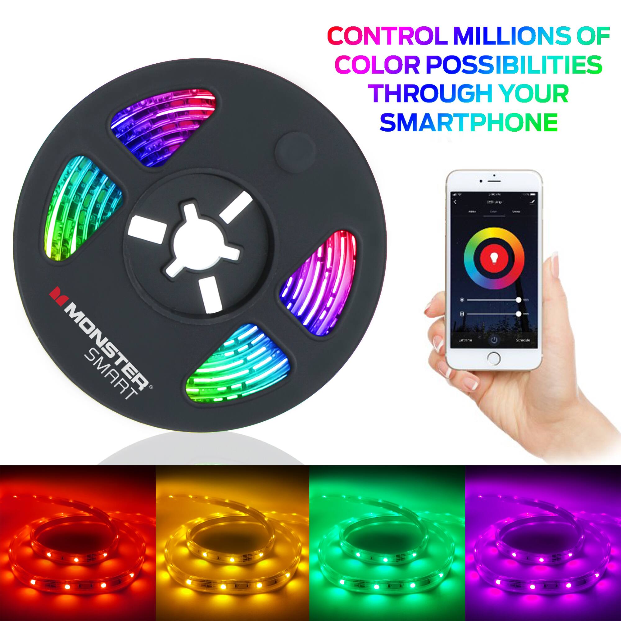 CONTROL MILLIONS OF COLOR POSSIBILITIES THROUGH YOUR SMARTPHONE

MONSTER SMART 9