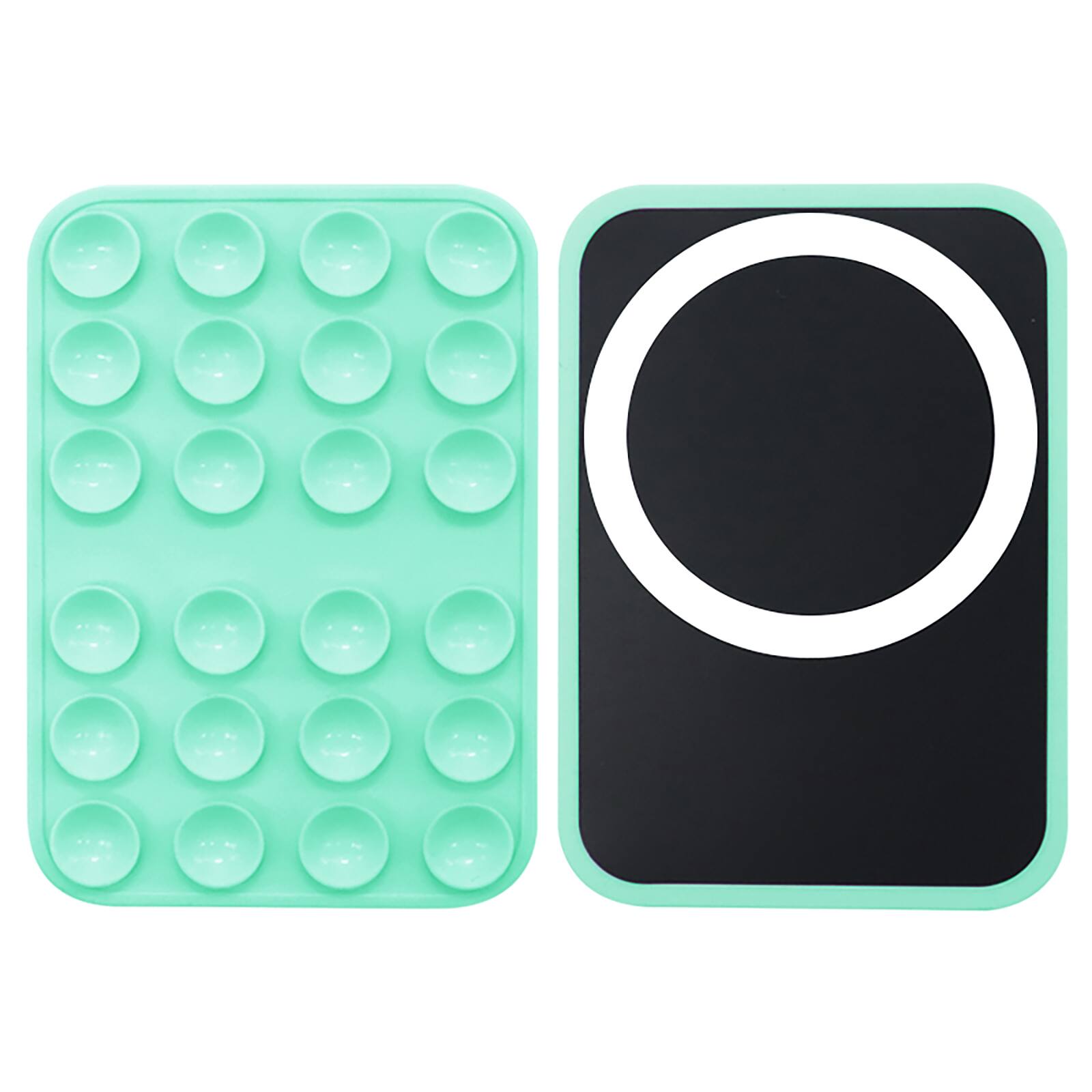 Left. Topteng - Silicone Suction Phone Mount – Magnetic Suction Cup, Strong Hold, Hands-Free, MagSafe Compatible, Fit for iPhone 12-17 - Green.