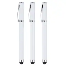 Front. Unique Bargains - 3pcs Ballpoint Pen with Stylus Tip 2 in 1 Ink Pen & Fine Point Rubber Stylus Pens for All Capacitive Touch Screens - White.
