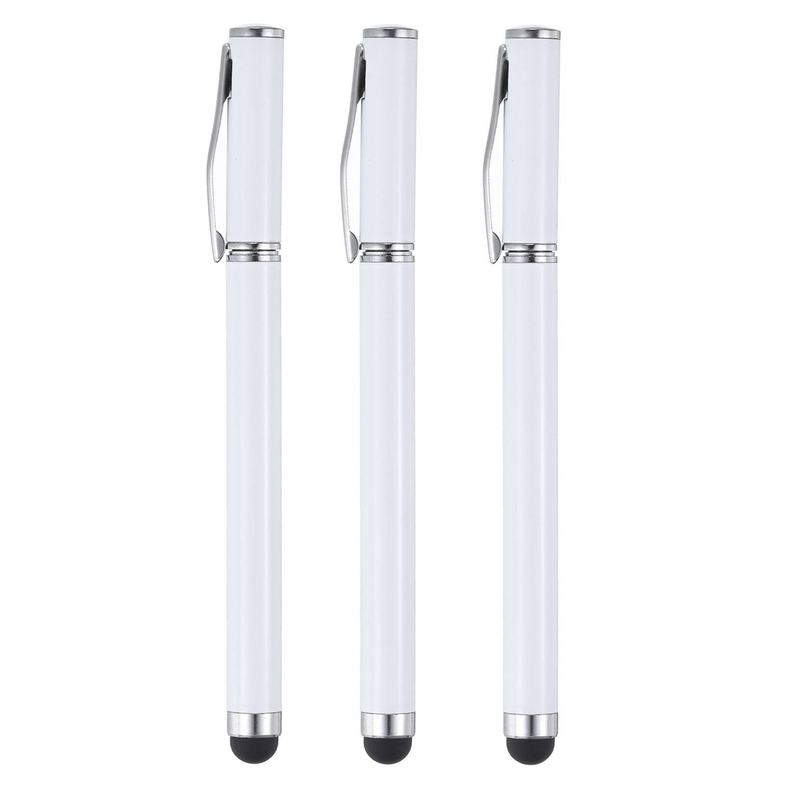 Front. Unique Bargains - 3pcs Ballpoint Pen with Stylus Tip 2 in 1 Ink Pen & Fine Point Rubber Stylus Pens for All Capacitive Touch Screens - White.