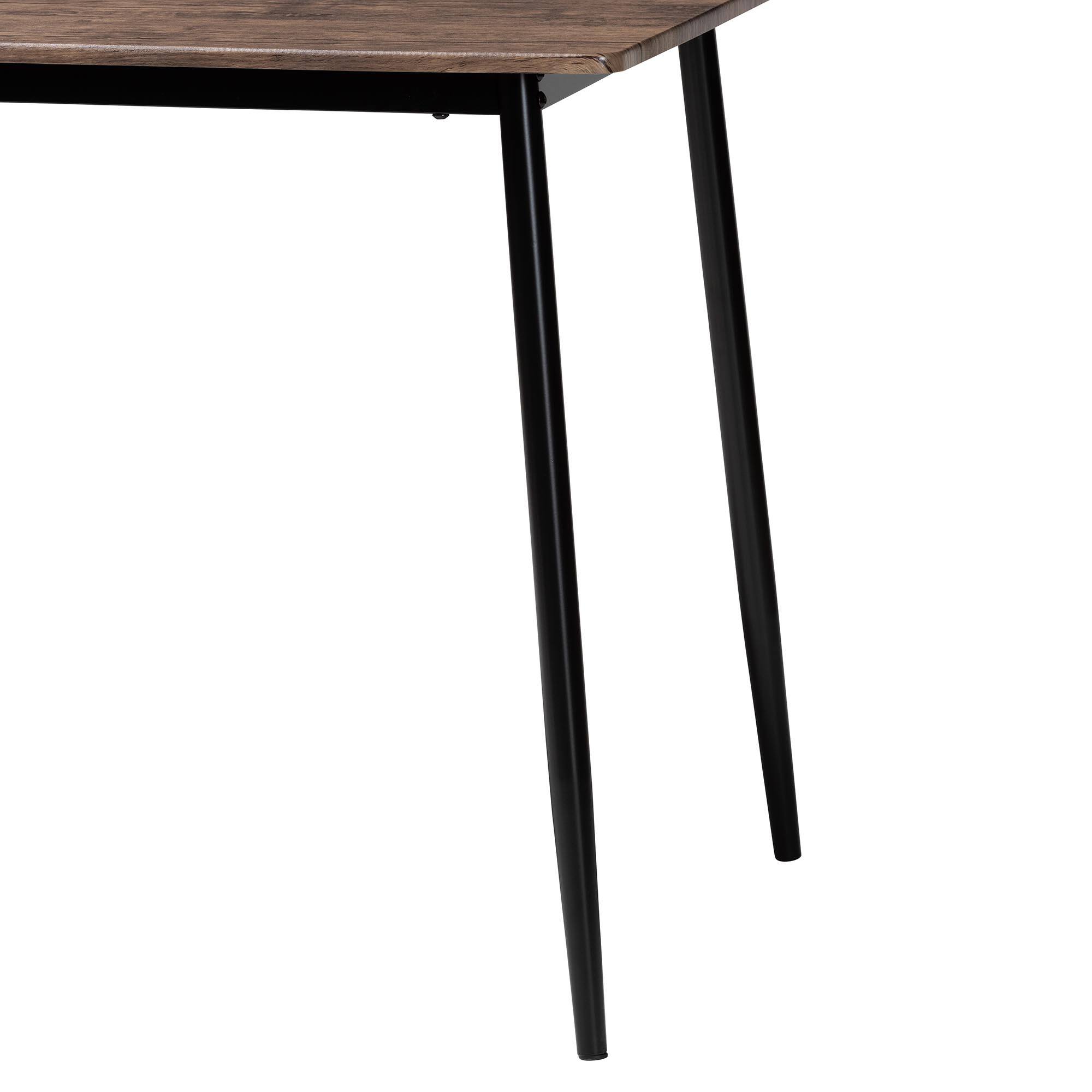 Back. Baxton Studio - Dalair Industrial Rustic Wood and Metal Dining Table - Dark Brown/Black.