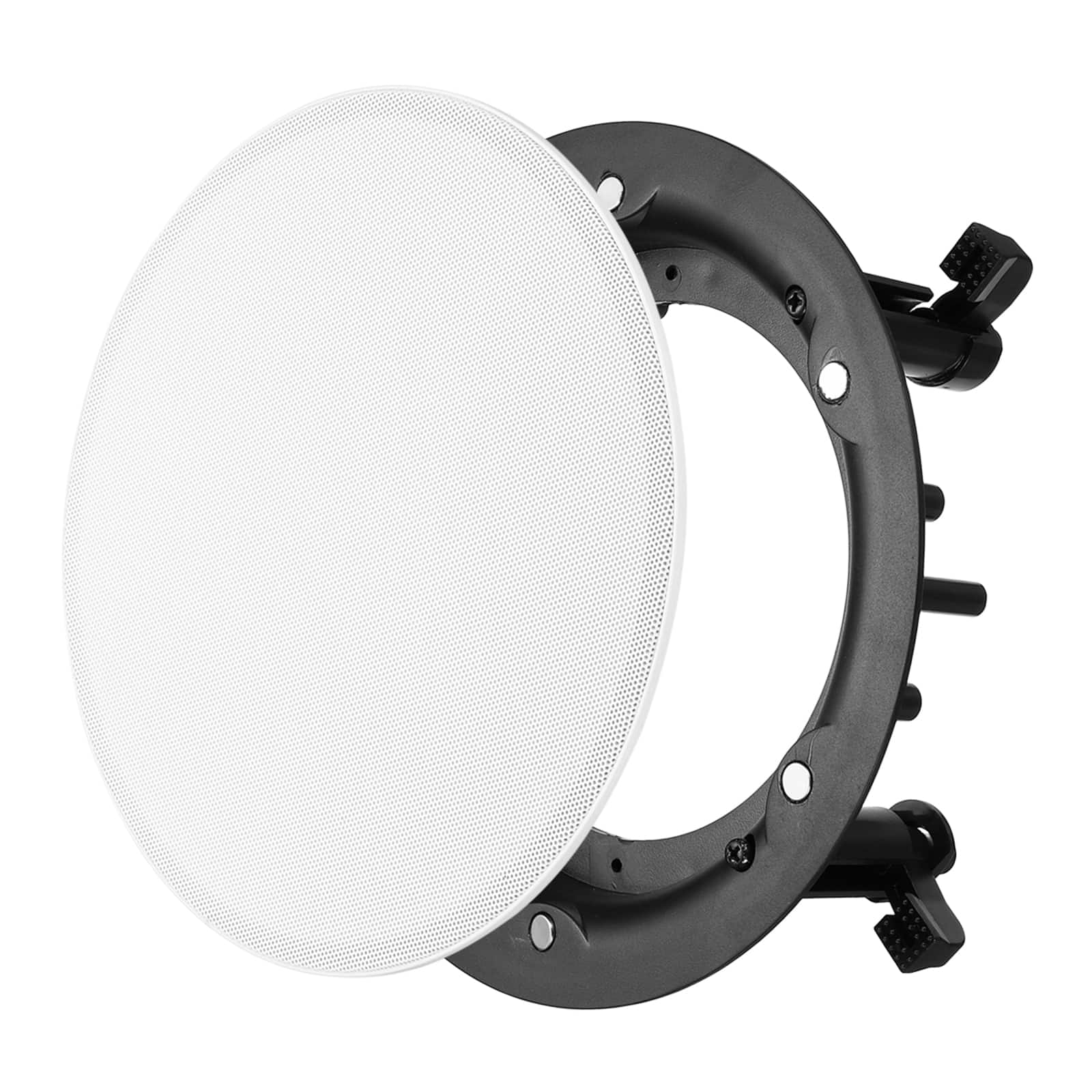 Unique Bargains - Ceiling In-Wall Speaker Grille Cover and Base, Round Metal Magnetic Dust Cover for Sound System - White