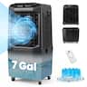 Costway - Swamp Cooler, 1800 CFM Evaporative Air Cooler with 7 Gal Detachable Water Tank - Black
