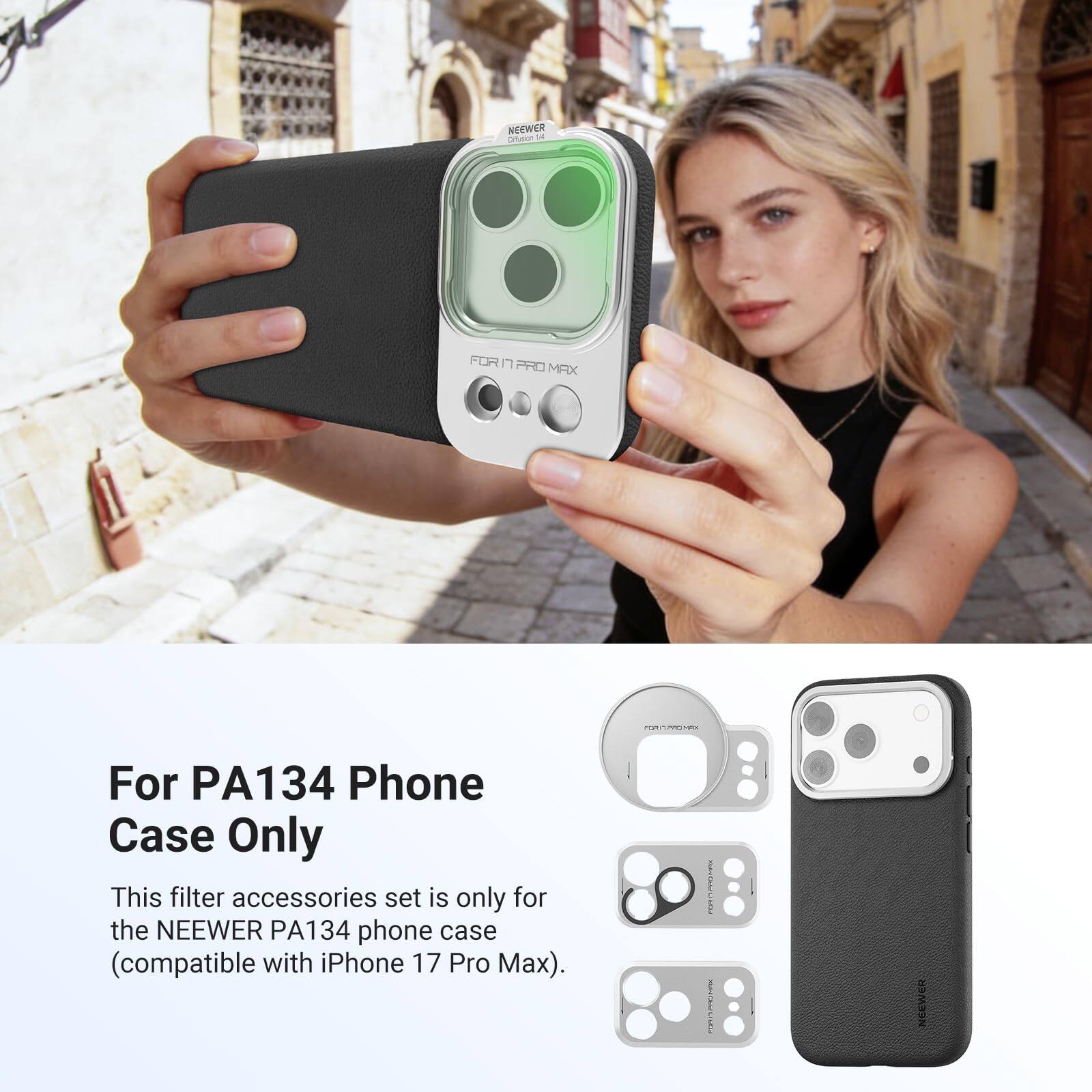 For PA134 Phone Case Only

This filter accessories set is only for the NEEWER PA134 phone case (compatible with iPhone 17 Pro Max).