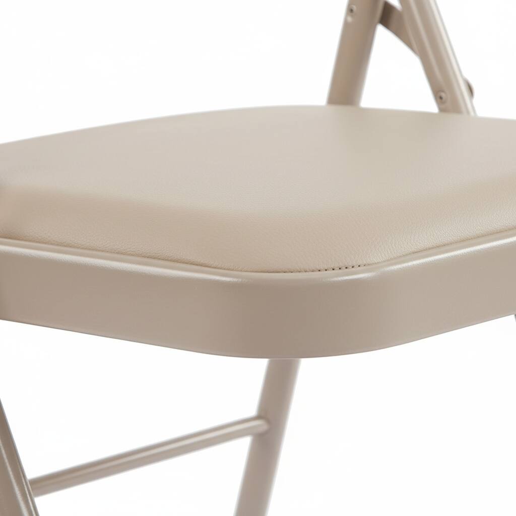 Back. AOITUN - Folding Chair 4 Pack Leather Padded, Comfortable Seating for Daily Use for Home, Office - Khaki.