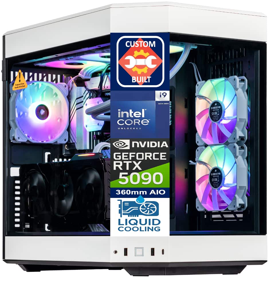 Velztorm - Praetix Gaming Desktop (i9-14900K, 64GB, 2TB SSD + 6TB 3.5 HDD, RTX 5090, Win 11 Pro ) - White