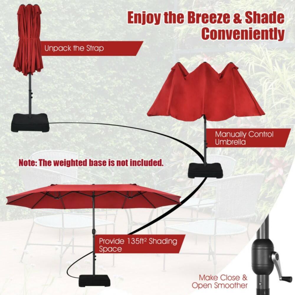 Enjoy the Breeze & Shade Conveniently

Unpack the Strap

Manually Control Umbrella

Note: The weighted base is not included.

Provide 135ft² Shading Space

Make Close & Open Smoother