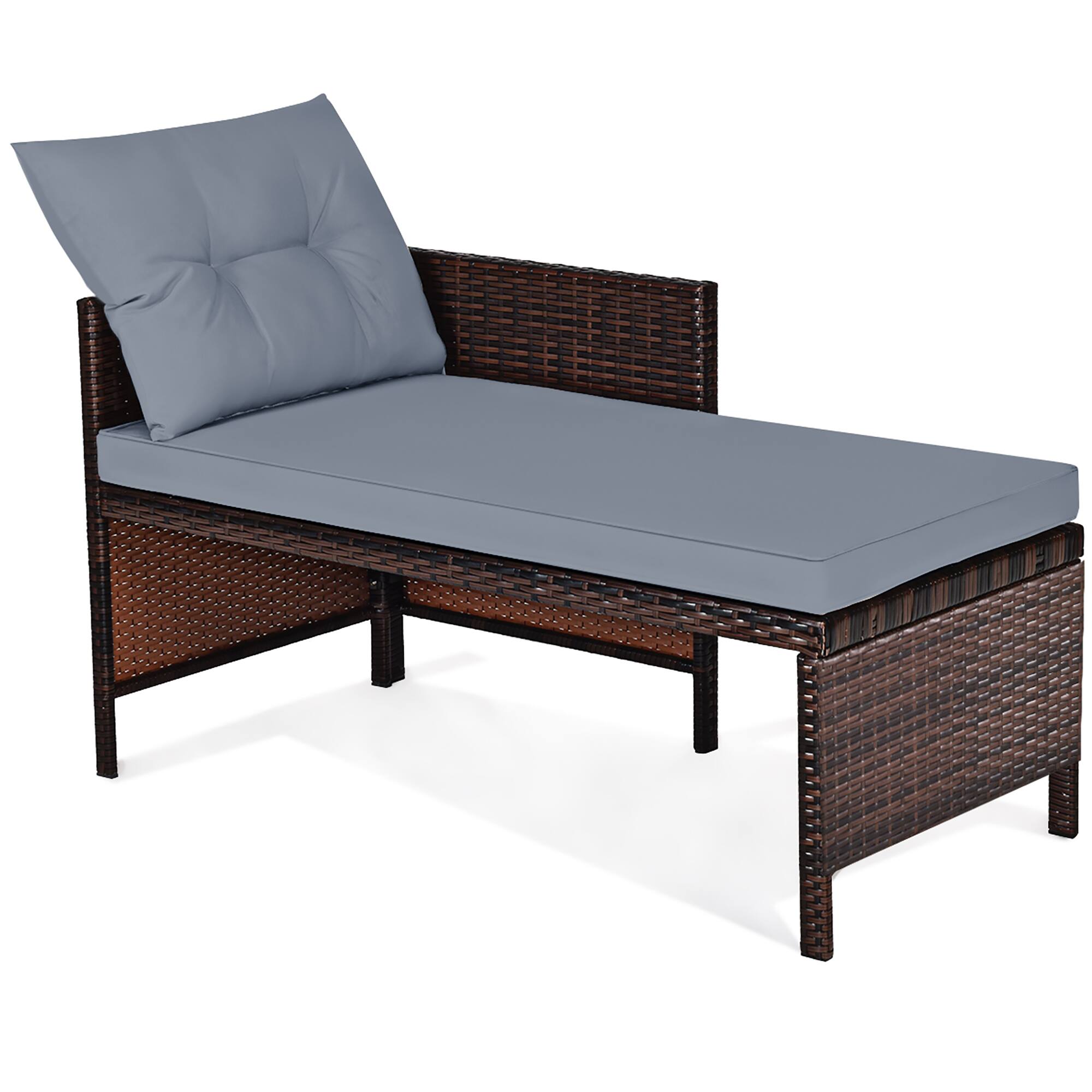 Alt View 4. Costway - Costway 3PCS Patio Wicker Rattan Sofa Set Outdoor Sectional Conversation Set Lawn Garden - Gray.