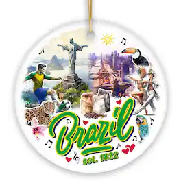 OrnamentallyYou - Culturally Artistic Brazilian Christmas Ornament Keepsake Souvenir and Gift of Brazil - Multi-colored