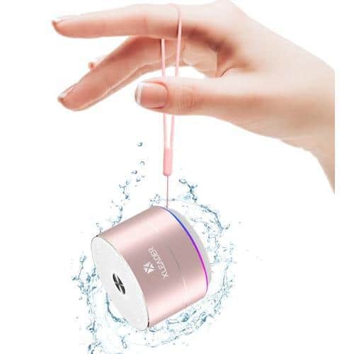 Pacoar Cade - Light Mini Shower Ipx6 Waterproof With Rgb Lights Mic Portable Silicone Lanyard Suction Cup Clear Sound&rich Bass 12h - Pink Rose Gold