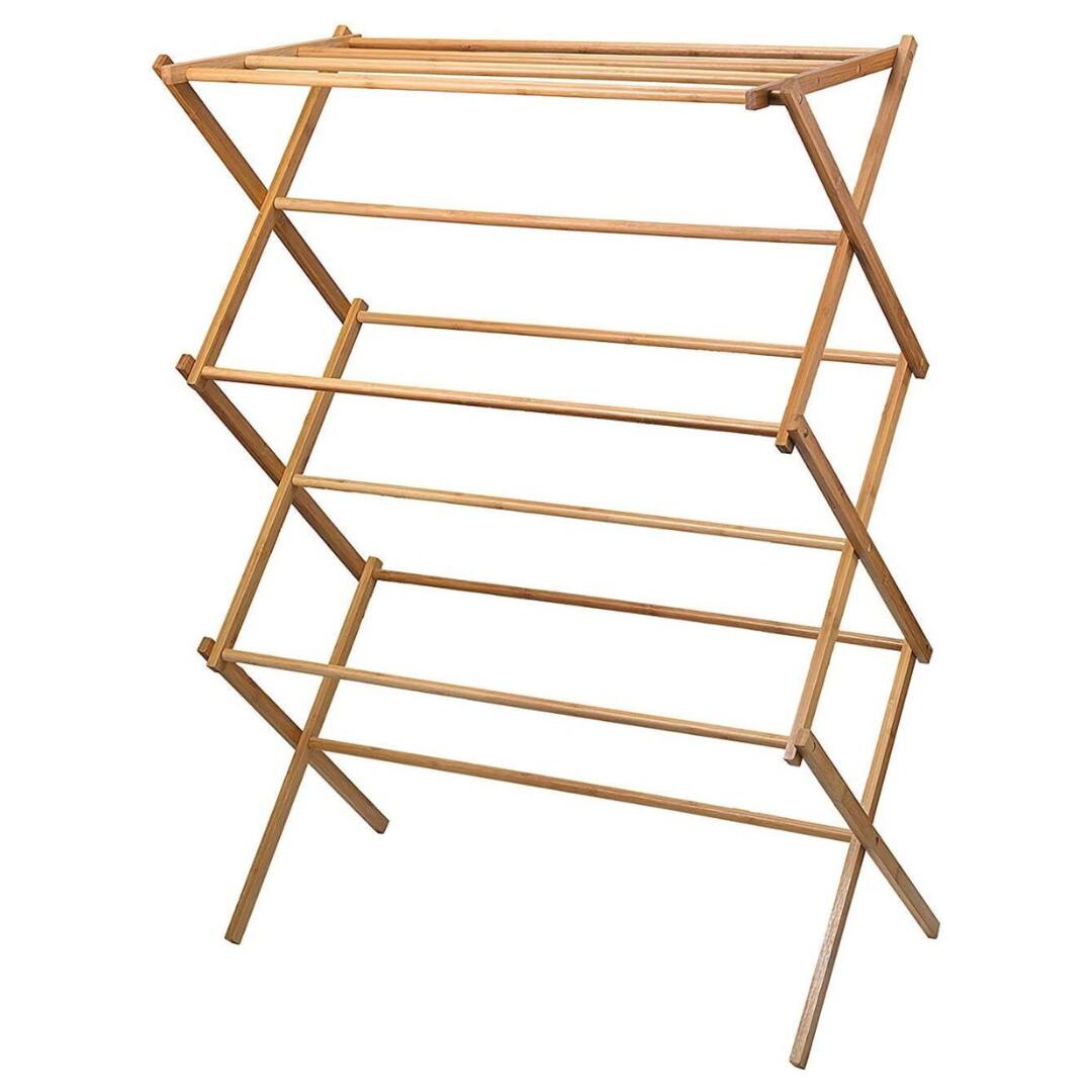 Front. Home It - Wooden Clothes Drying Rack - Hang Rack for Clothes - Laundry Rack for Clothing Drying Natural - Natural.