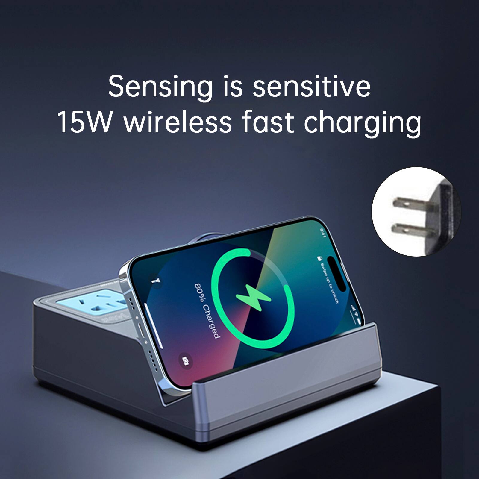 Sensing is sensitive  
15W wireless fast charging  
80% Charged