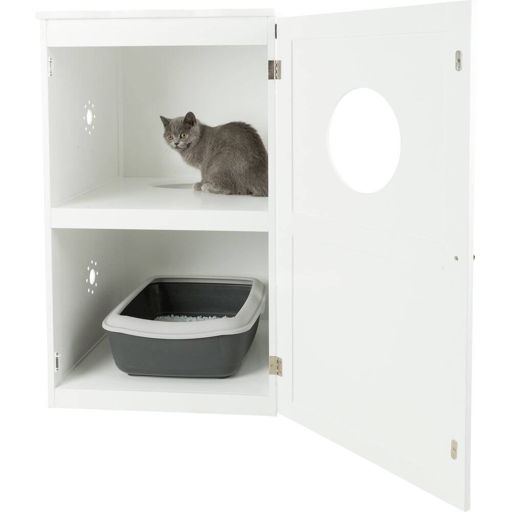 Alt View 3. TRIXIE - 2-Story Cat Litter Box Enclosure Hidden Litter Indoor Cat Furniture Accent Table - White.