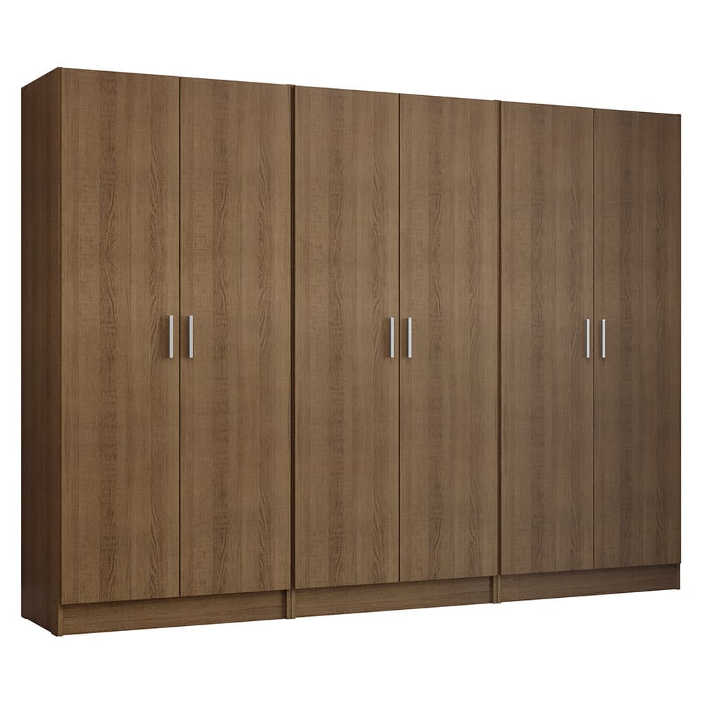 Front. Madesa - Madesa 6 Doors Wardrobe with Ample Shelves and Hanging Space 94"L - Gray - Brown.