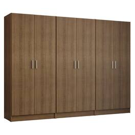 Madesa - 6 Doors Wardrobe with Ample Shelves and Hanging Space 94"L - Gray - Brown