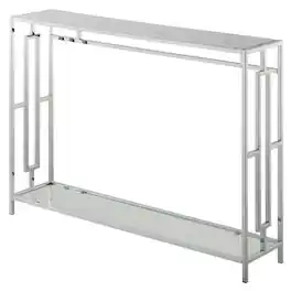 FurniFact - Console Table, Faux Marble - White Faux Marble