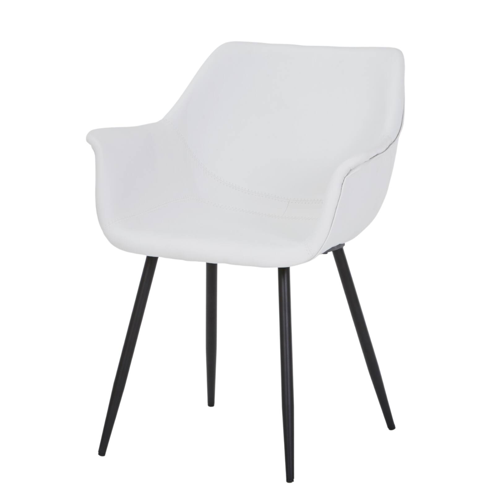 Alt View 7. LeisureMod - Markley Modern Distressed Leather Dining Chair with Iron Legs - White.