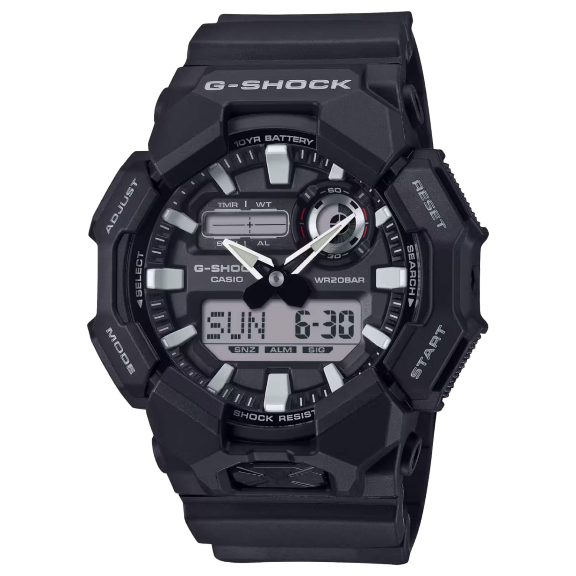 Casio- G-SHOCK Men's Dial Analog Watch Resin Strap- GA-010-1ADR- Black