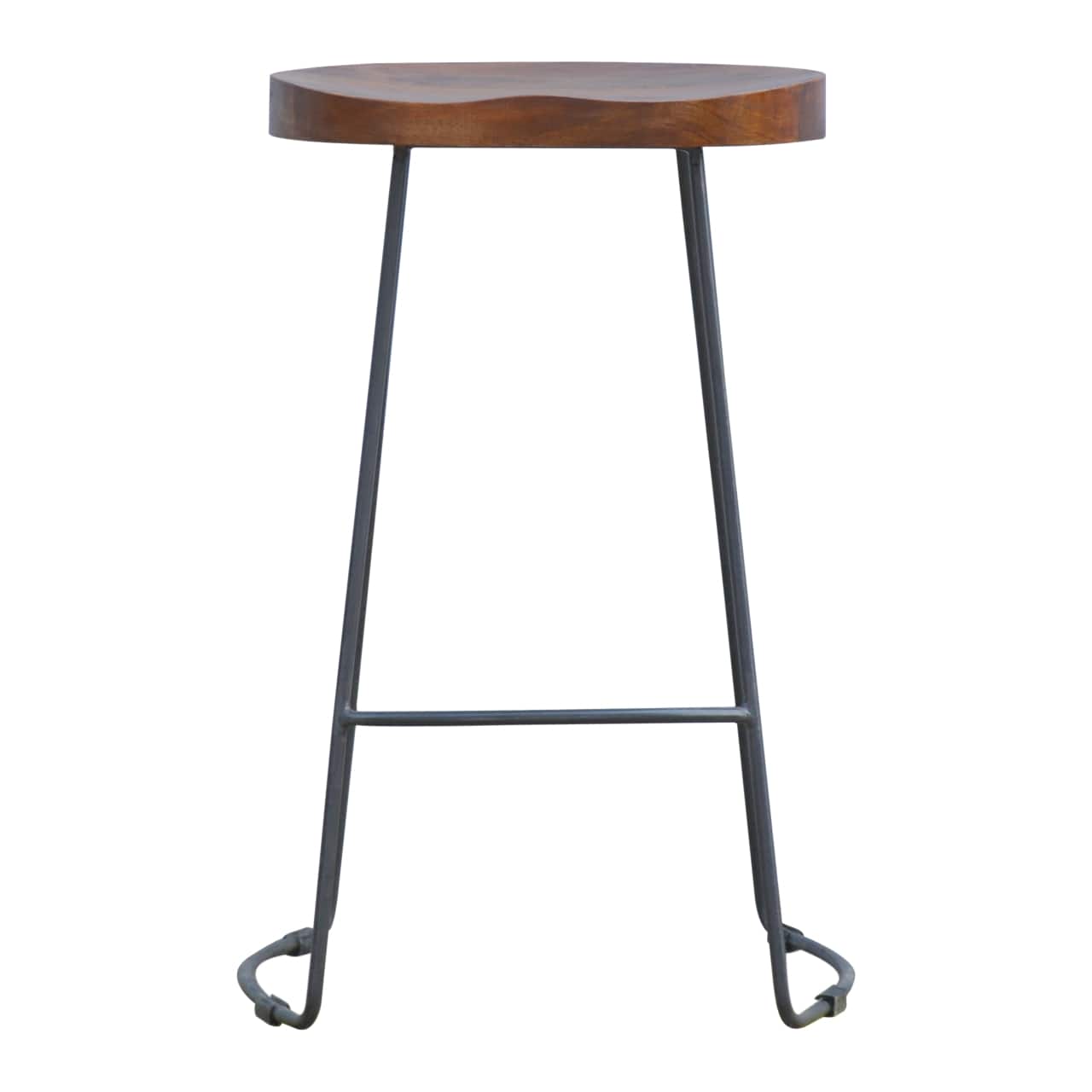 Artisan Furniture - Solid Wood Industrial Chunky Bar Stool - Brown