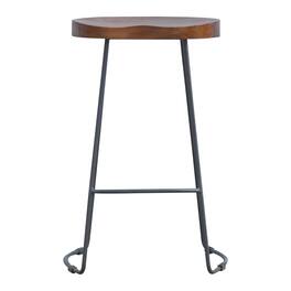 Artisan Furniture - Solid Wood Industrial Chunky Bar Stool - Brown