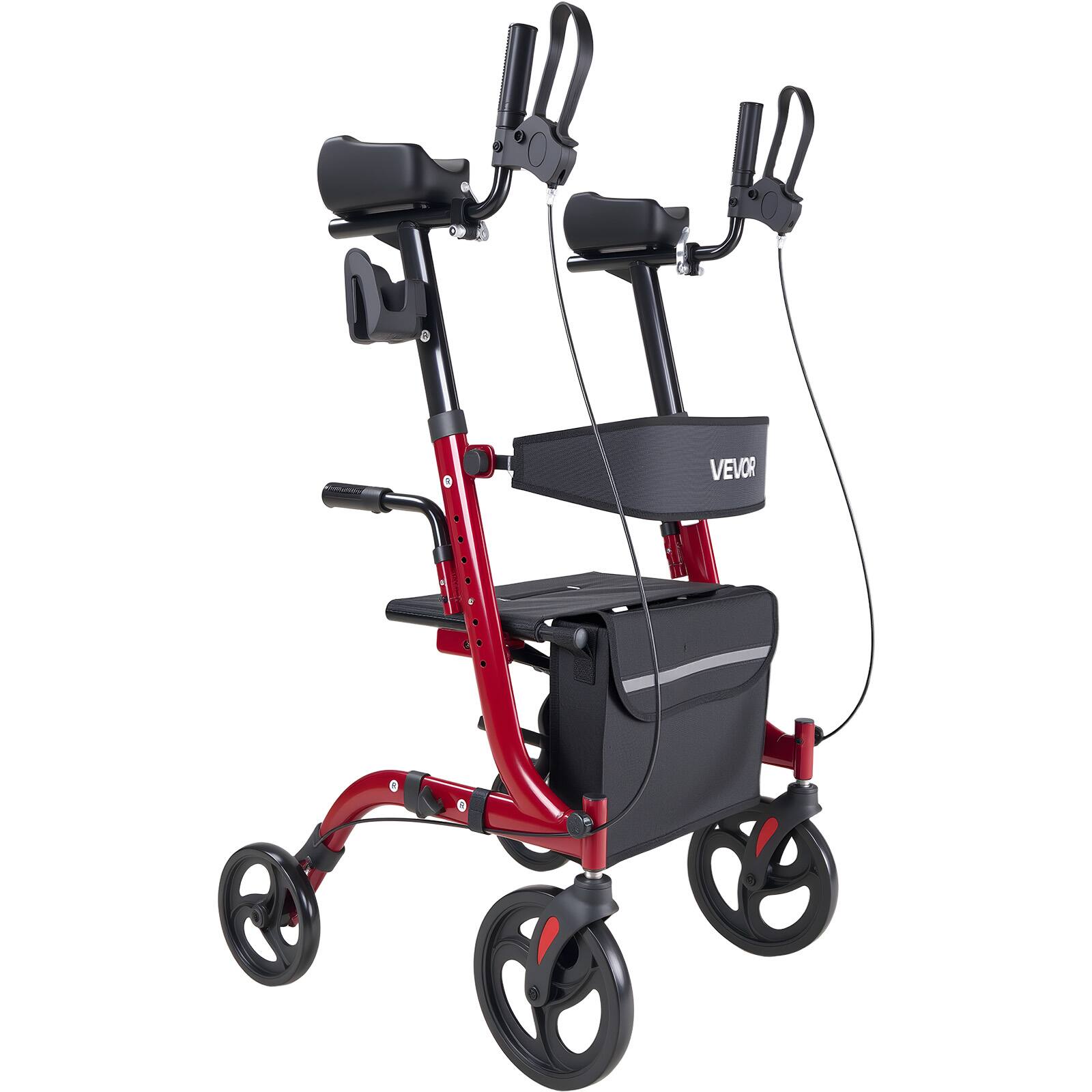 Alt View 5. VEVOR - Rollator Walker with Seat for Seniors, Foldable Rolling Walker, Lightweight Aluminum Mobility Walking Aid - Black;Red.