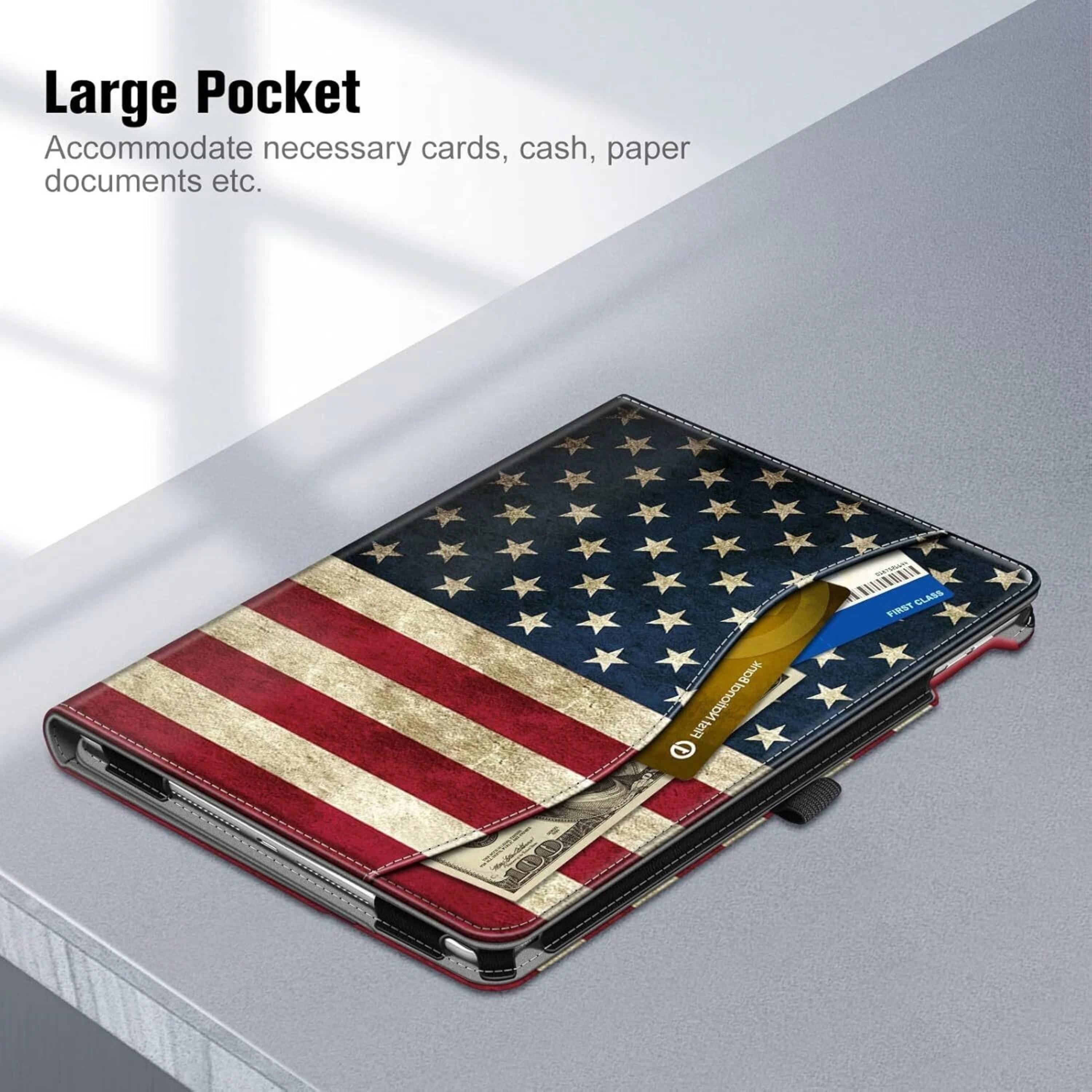 Large Pocket  
Accommodate necessary cards, cash, paper documents etc.