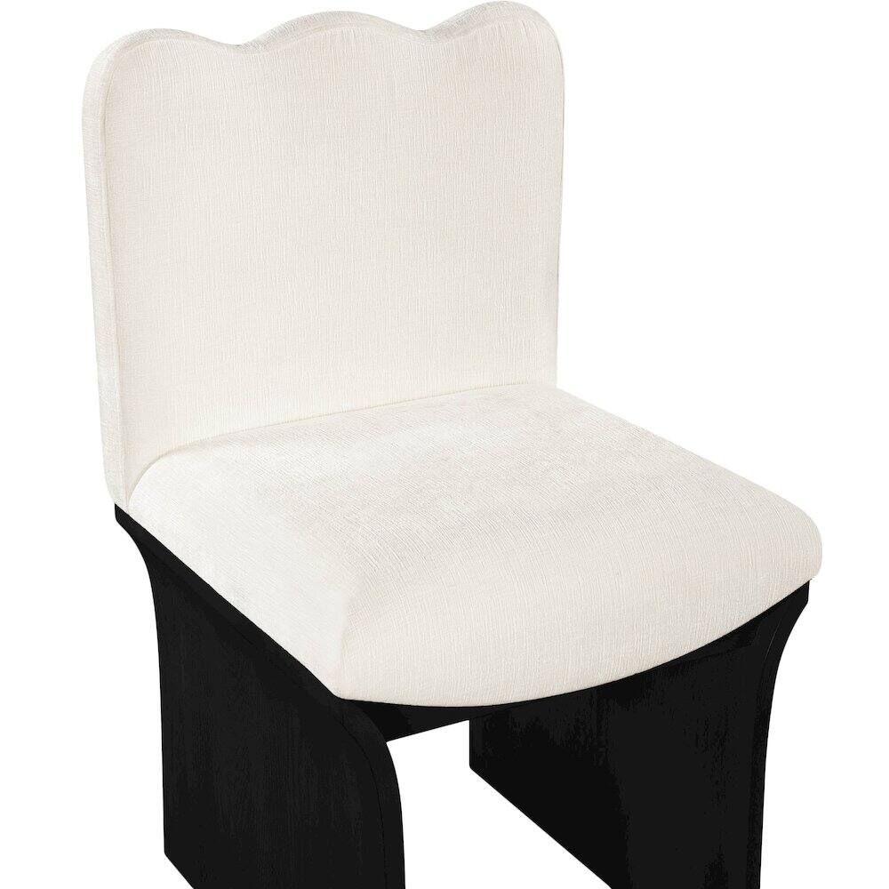 Alt View 4. Meridian Furniture - Shaw Cream Chenille Fabric Upholstered Dining Chair - Black.