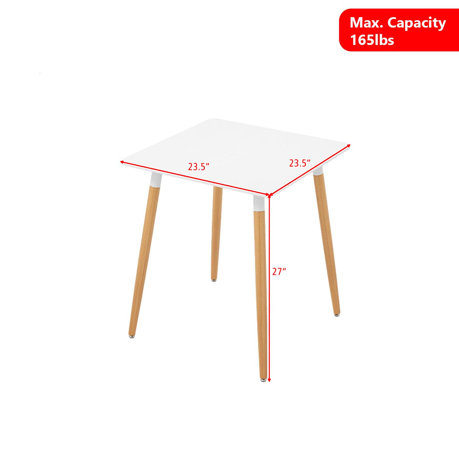 Max. Capacity 165lbs  
23.5"  
23.5"  
27"