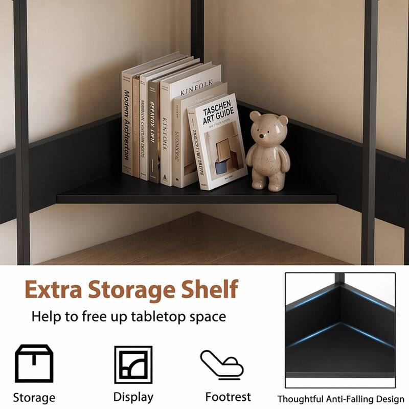 Modern Architecture  
BEAUTIFUL CHICAGO BUILDINGS  
KINFOLK  
TASCHEN GUIDE ART  
KINFOK  
STOWIERNE TRALSOAT ART  
EUSITN  

Extra Storage Shelf  
Help to free up tabletop space  
Storage  
Display  
Footrest  
Thoughtful Anti-Falling Design