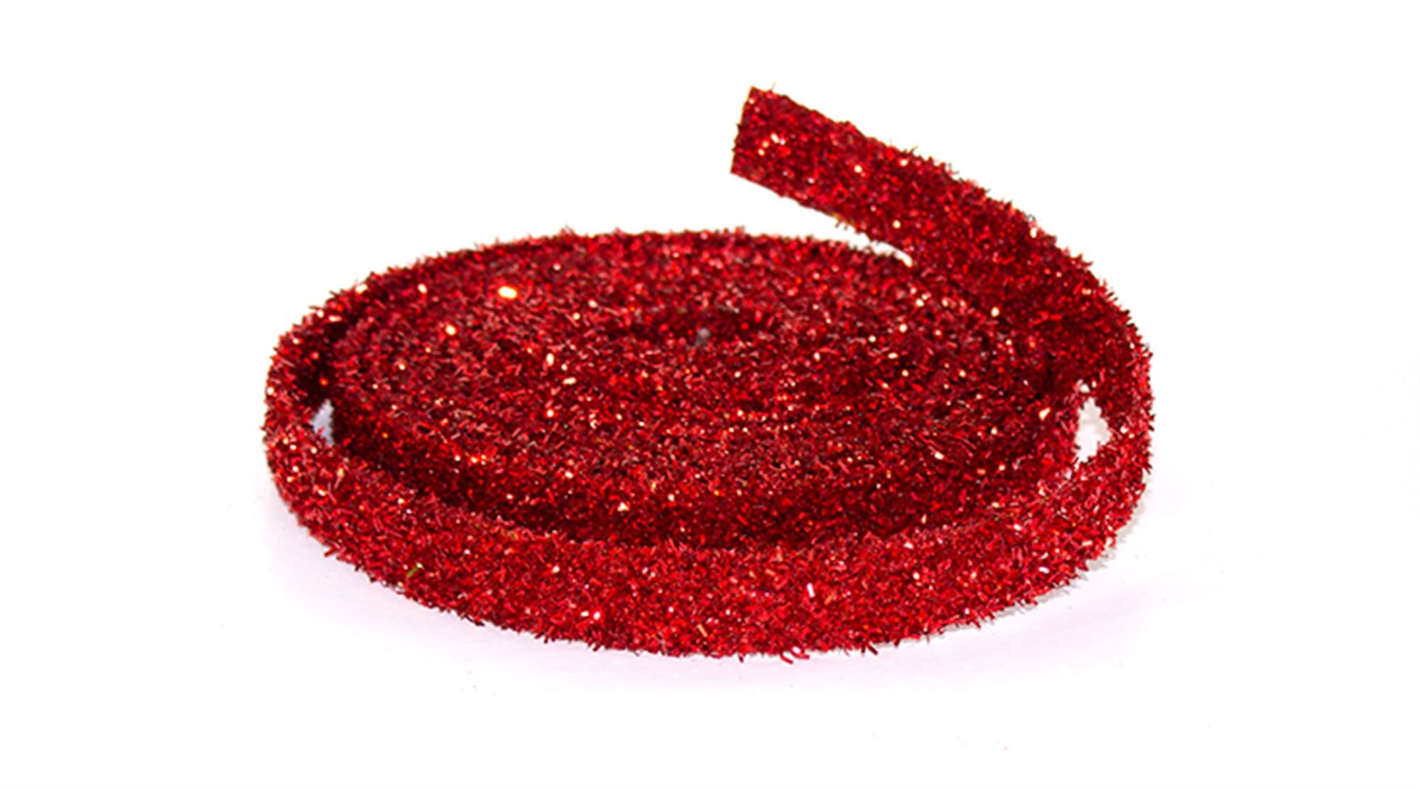 Angle. BreeBe - Red Glitter Rope Ribbon (Set of 12 Rolls) - Red.