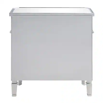 Front. Elegant Decor - 1 Drawer 2 Door Cabinet 32 in. x 16 in. x 32 in. in silver Clear - Hand Rubbed Antique Silver.