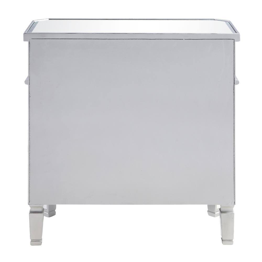 Front. Elegant Decor - 1 Drawer 2 Door Cabinet 32 in. x 16 in. x 32 in. in silver Clear - Hand Rubbed Antique Silver.