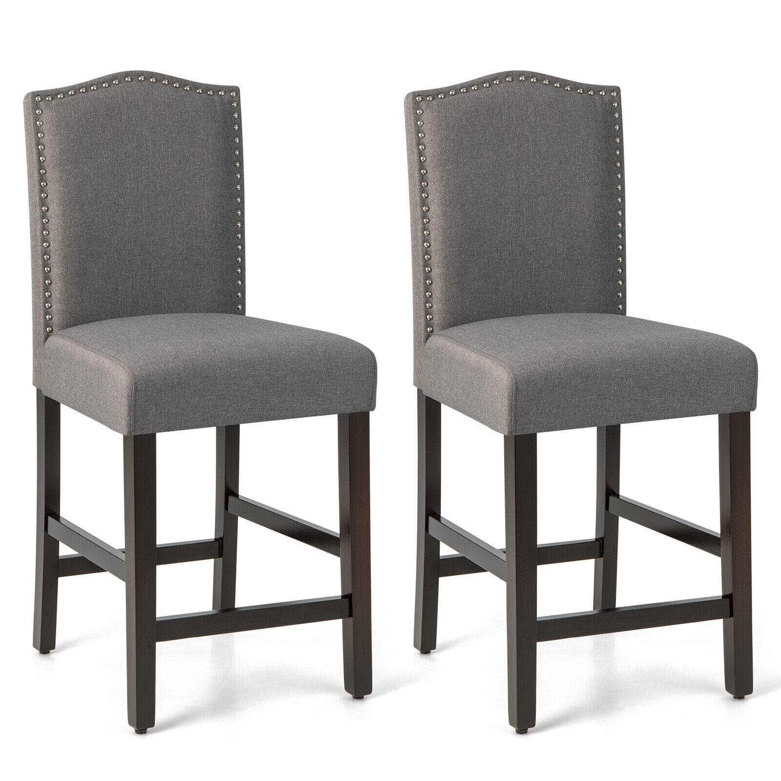 Front. Ecooso - Upholstered Counter Height Bar Stools with Thick Spring Cushion and Sturdy Wood Frame - Gray.