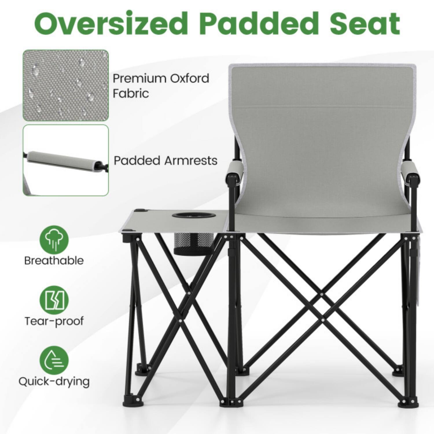 Oversized Padded Seat

- Premium Oxford Fabric
- Padded Armrests
- Breathable
- Tear-proof
- Quick-drying