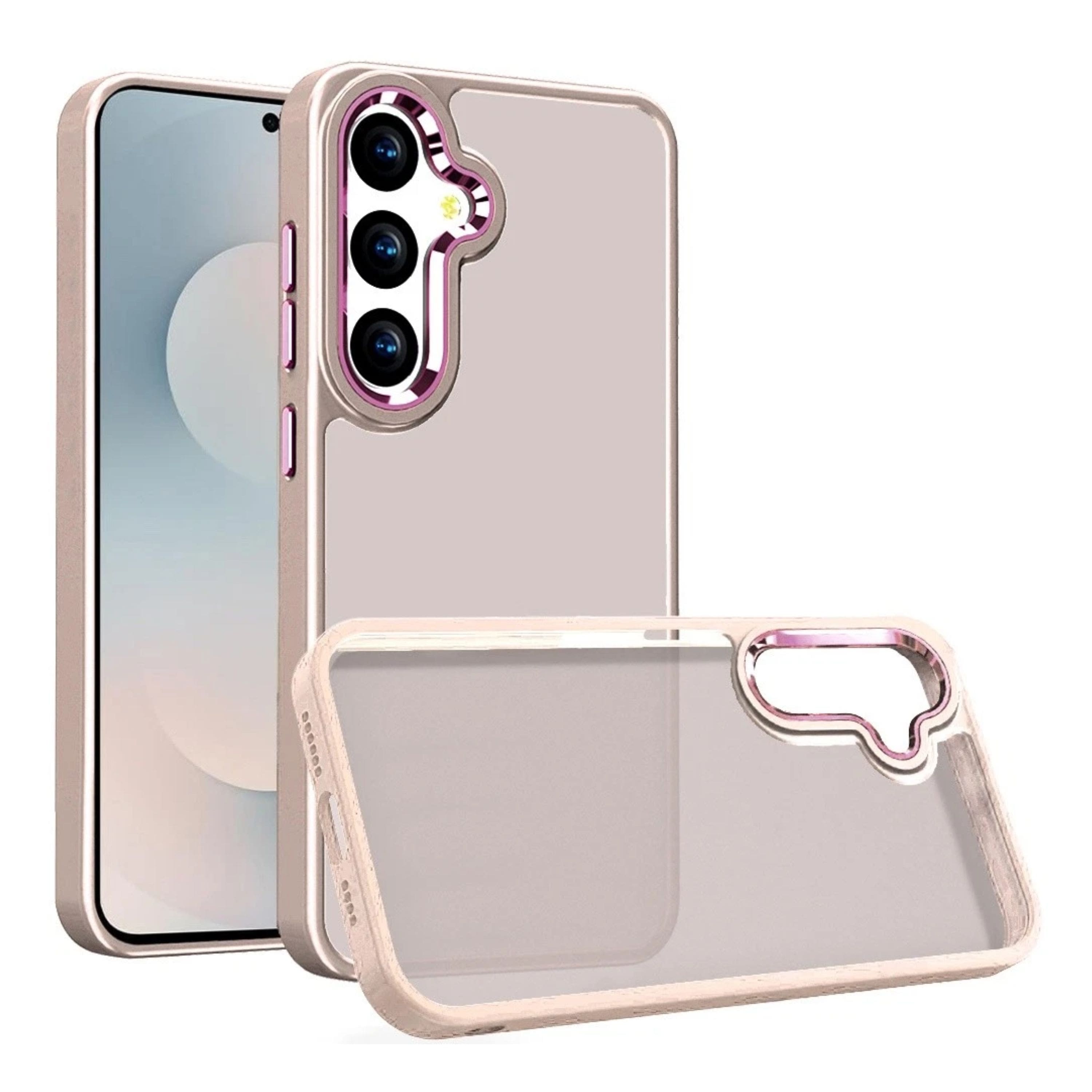 Kitcheniva - Rubber Thick Acrylic Metal Buttons Phone Case With Tempered Glass For Samsung Galaxy S26 - Beige price history on PriceWatchPro