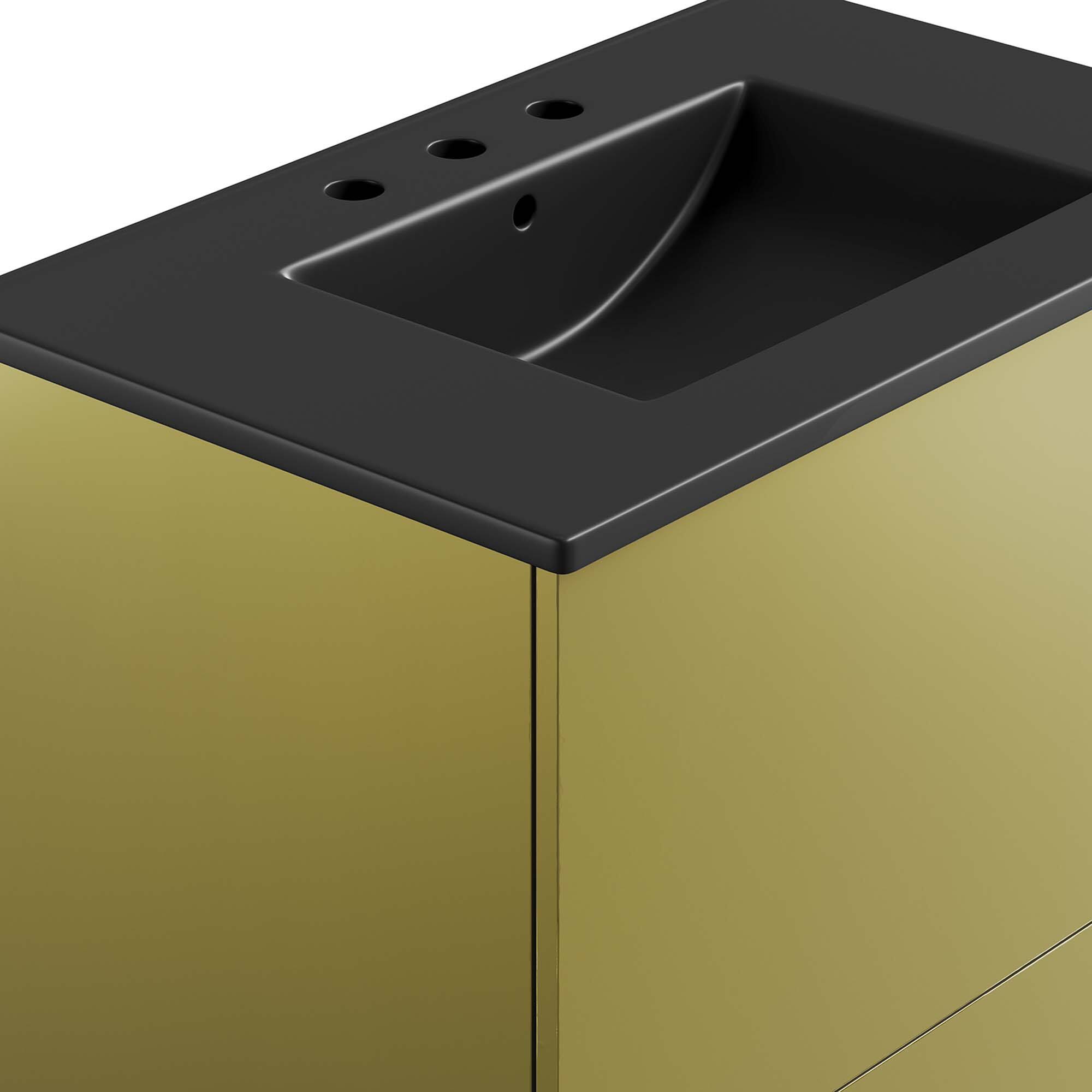 Alt View 6. Modway - Quantum Bathroom Vanity Basin Included by Modway - Black Gold.