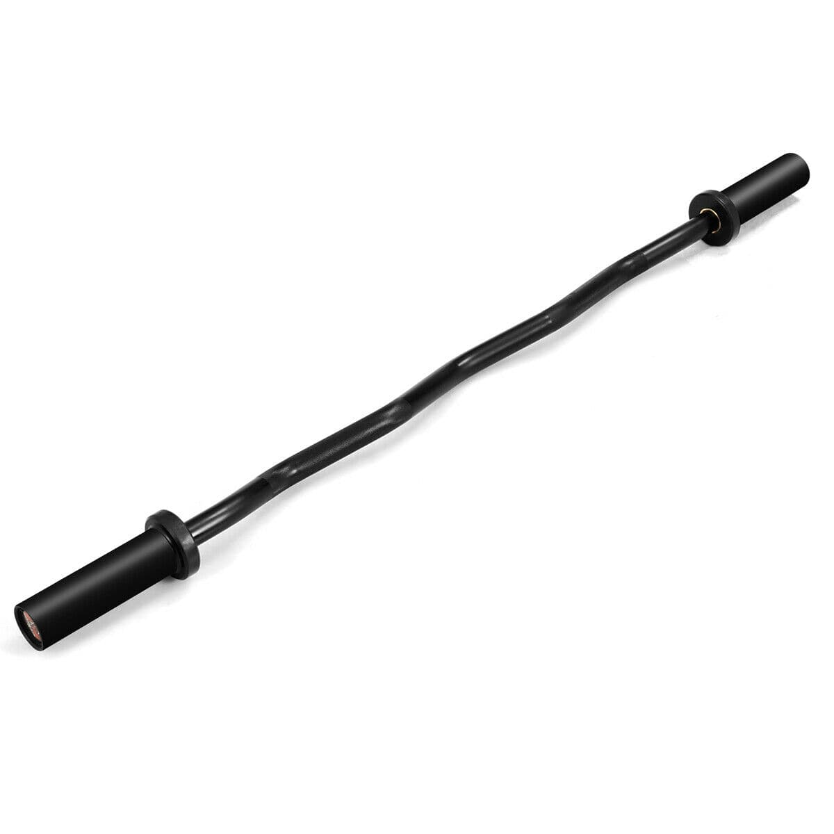 Alt View 19. Costway - 48''Phosphate Steel Olympic EZ Curl Bar 28mm Grip Home Gym Fitness Equipment - Black.