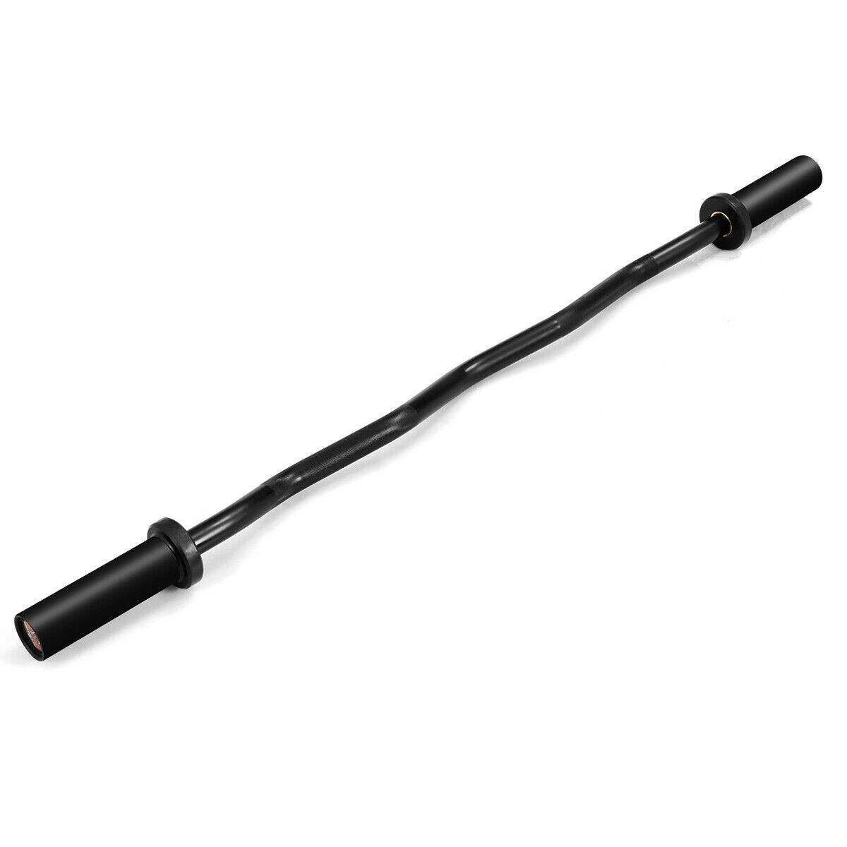 Alt View 19. Costway - 48''Phosphate Steel Olympic EZ Curl Bar 28mm Grip Home Gym Fitness Equipment - Black.