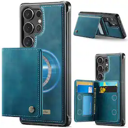 Dteck - for Samsung Galaxy S25 Ultra Wallet Case with RFID Blocking Credit Card Holder, 2 In 1 Detachable Magnetic Phone Cover - Green