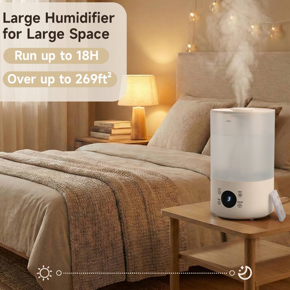 Large Humidifier for Large Space  
Run up to 18H  
Over up to 269ft²
