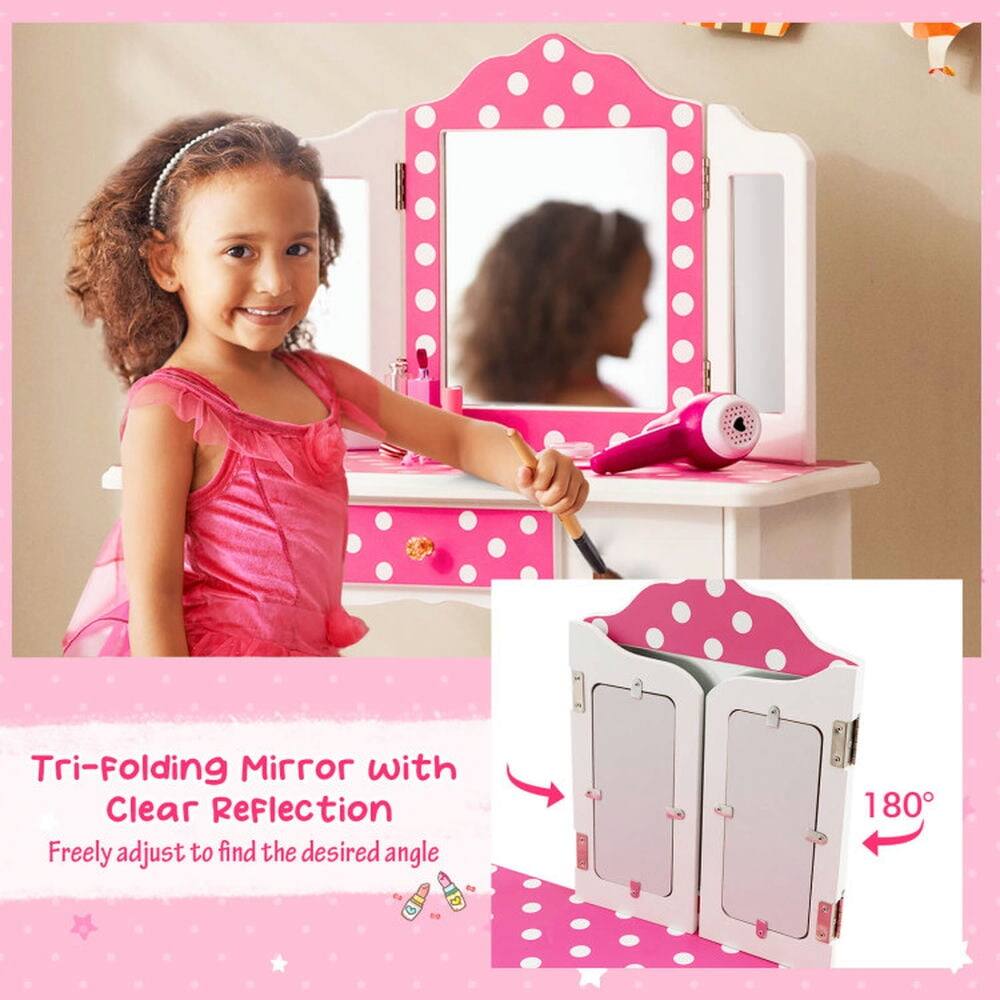Tri-Folding Mirror with Clear Reflection  
Freely adjust to find the desired angle  
180°