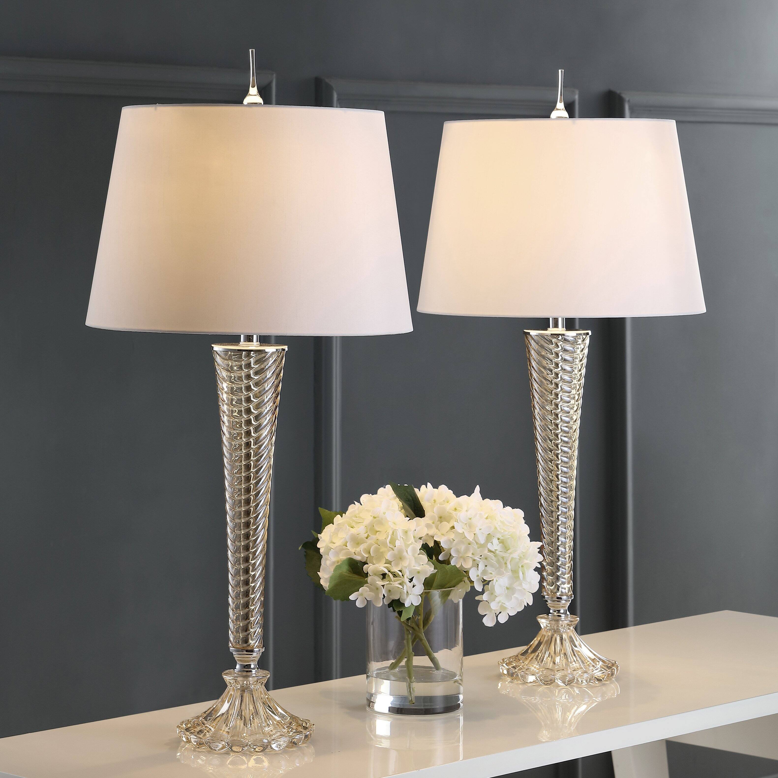 Alt View 1. Jonathan Y - Caterina 32" Glass LED Table Lamp, Champagne (Set of 2) - Champagne.