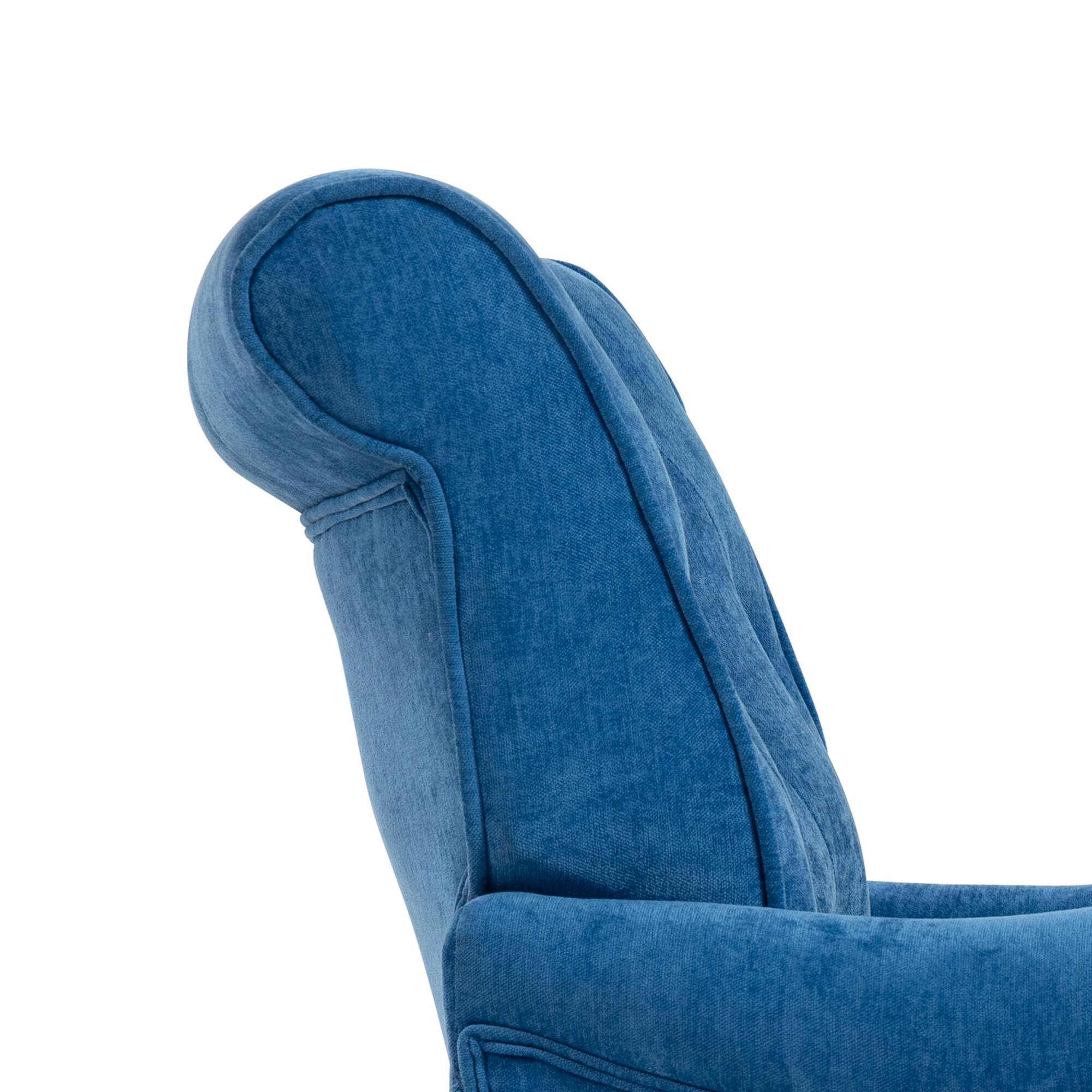 Back. GOODSILO - Comfortable Upholstered Accent Armchair with Ergonomic Support and Retro Wooden Legs for Living Room or Office - Light Blue.
