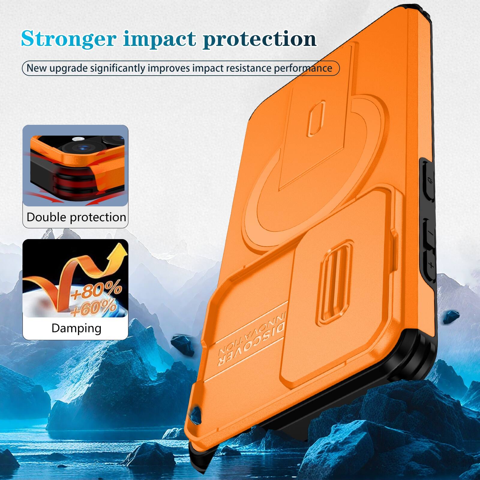 Stronger impact protection  
New upgrade significantly improves impact resistance performance  

Double protection  
+60% +80% Damping  

DISCOVER INNOVA