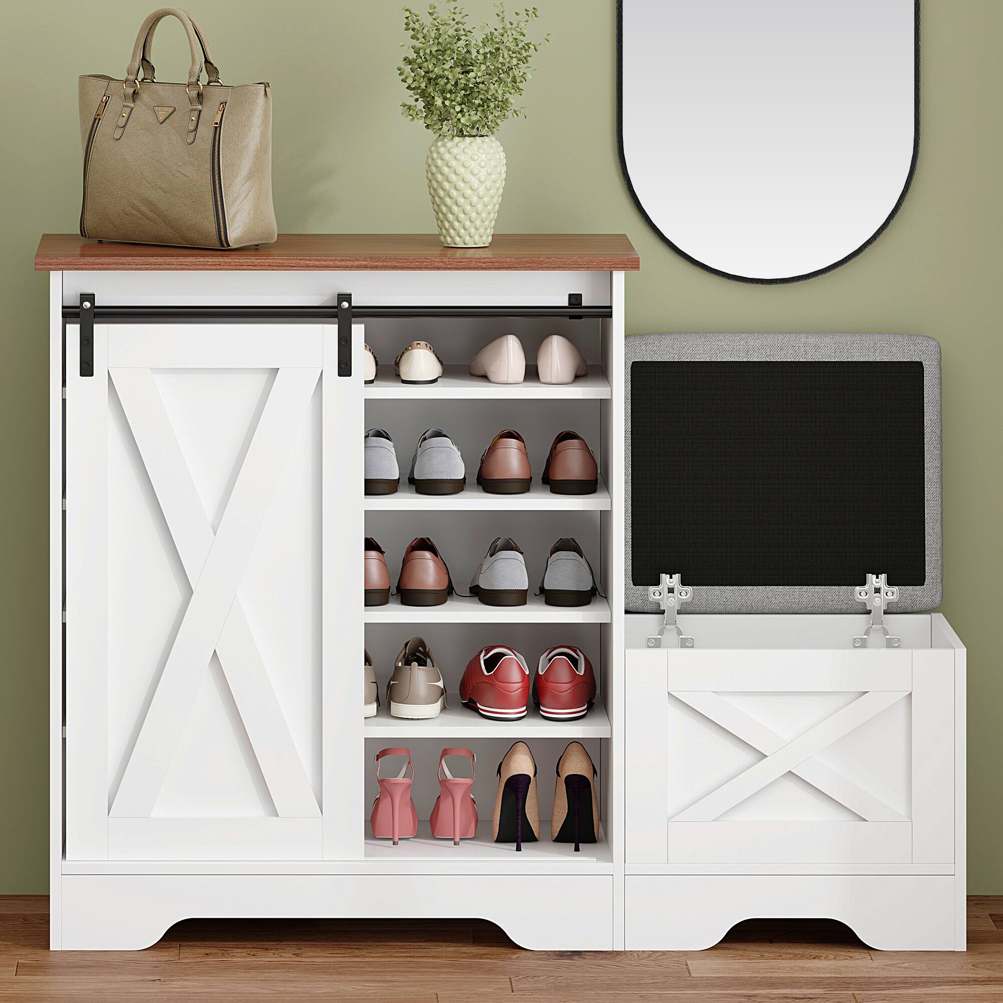 APRILSOUL - Shoe Cabinet Entry Home Shoe Cabinet Entrance Balcony Storage Cabinet Large Capacity Shoe Rack - White